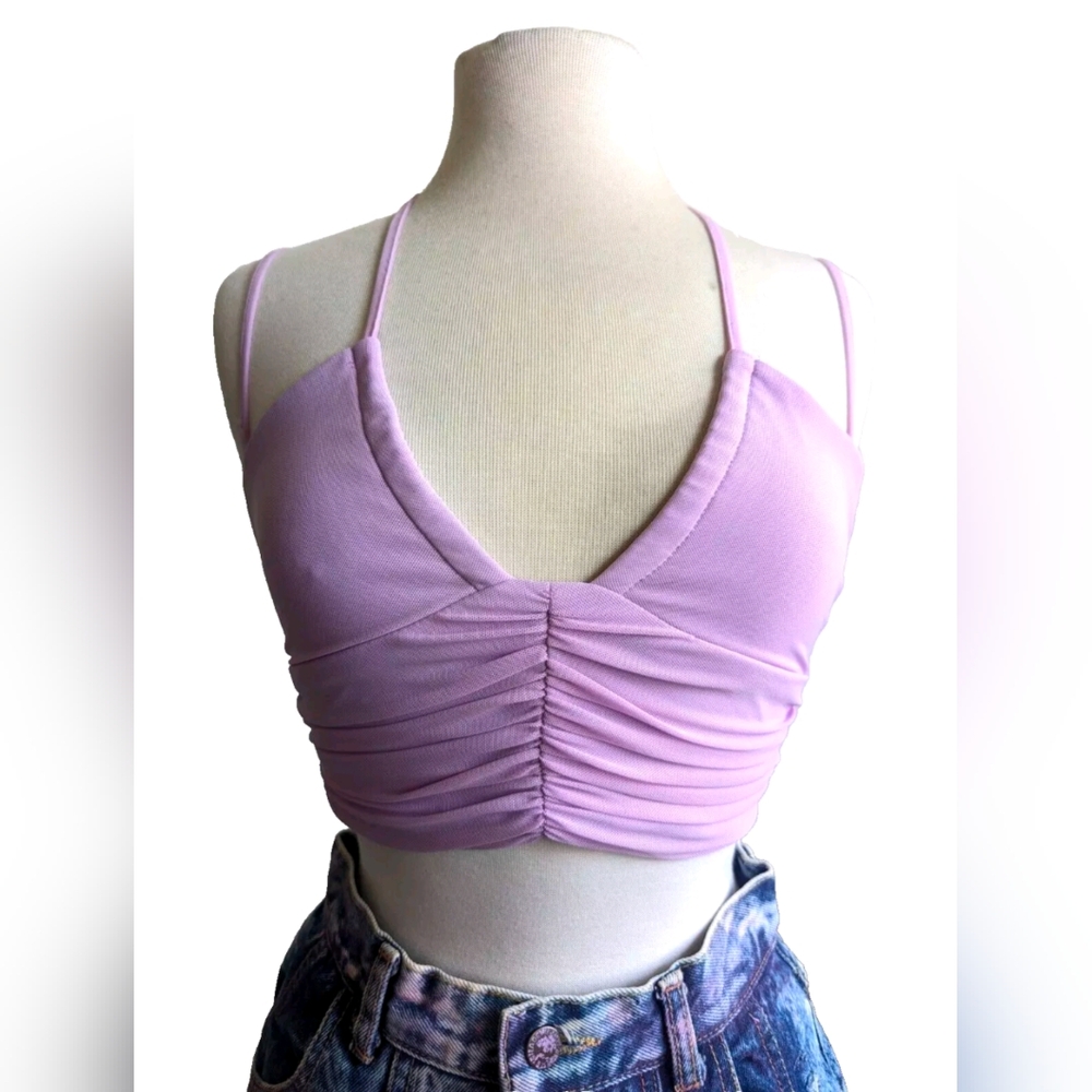 O. Vianca 💜 UO Strapless Crop Top Lavender Purple Juniors Small